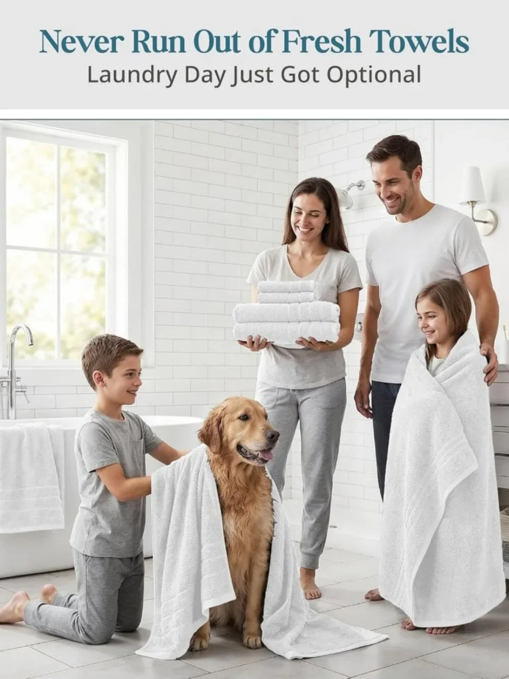 Luxurious 12-Piece Bath Towel Set - 100% Cotton, Soft & Absorbent, White